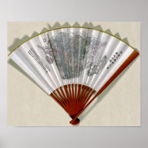 China on the Face of a FanPanoramic Map Poster