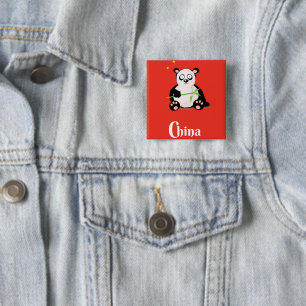 China Panda travel poster. 15 Cm Square Badge