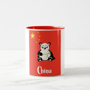 China Panda travel poster. Two-Tone Coffee Mug