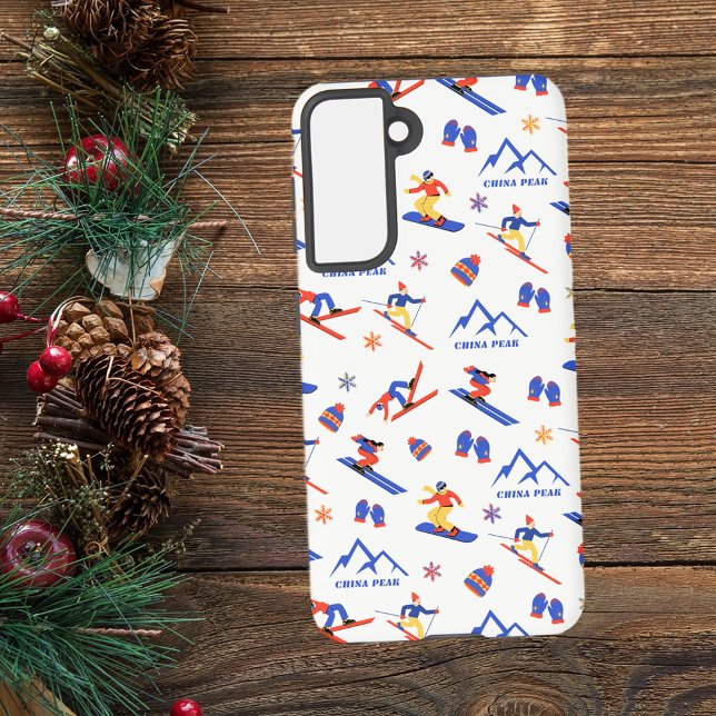 China Peak California Ski Snowboard Pattern Samsung Galaxy S21 Case (China Peak California ski snowboard cross-country skiing winter snow vacation samsung phone case)