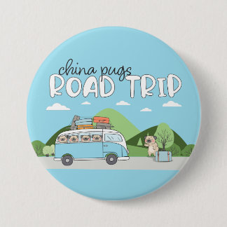 China Pugs Road Trip 7.5 Cm Round Badge