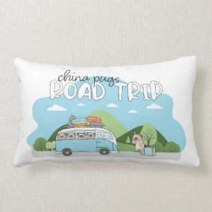 China Pugs Road Trip Lumbar Pillow