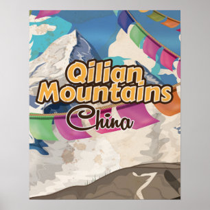 China Qilian Mountain vintage travel poster
