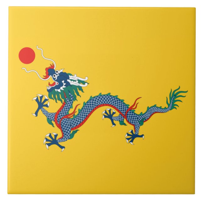 China Qing Dynasty Flag (Chinese Dragon) (Asian) Ceramic Tile (Front)