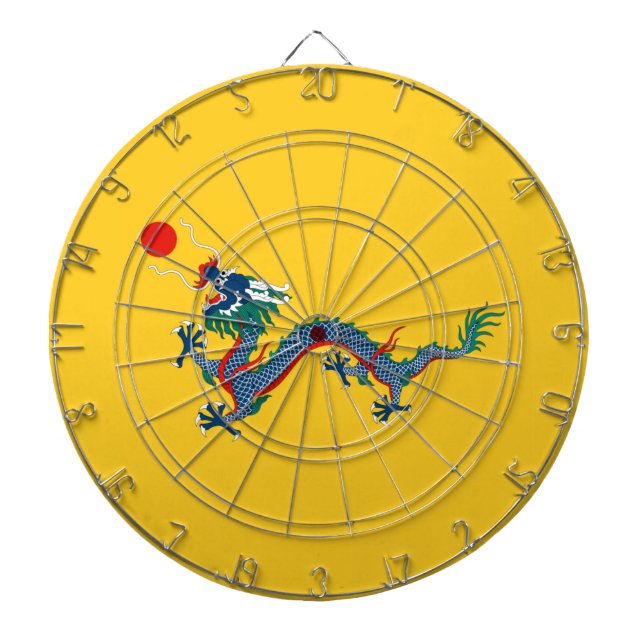 China Qing Dynasty Flag (Chinese Dragon) (Asian) Dartboard (Front)