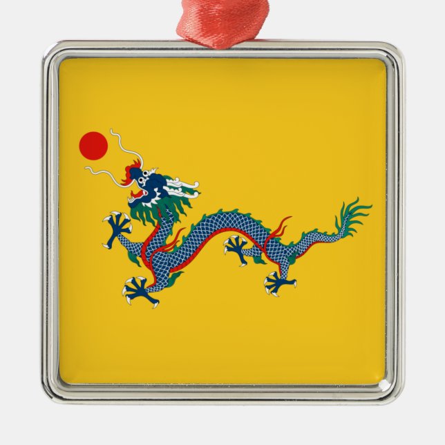 China Qing Dynasty Flag (Chinese Dragon) (Asian) Metal Ornament (Front)