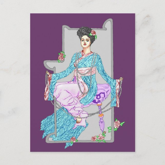 China Rose & Pearls Postcard (Front)