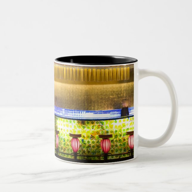 China, Shanghai. Bar in the Xin Tian Di bar 2 Two-Tone Coffee Mug (Right)