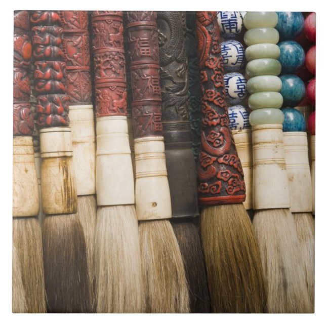 China, Shanghai. Brushes Chenghuang Miao Ceramic Tile (Front)