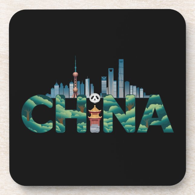 China Shanghai Temple Panda Coaster (Front)
