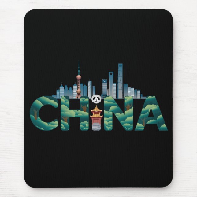 China Shanghai Temple Panda Mouse Pad (Front)