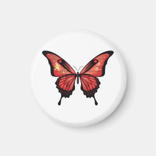 China Swallowtail Butterfly Flag Sticker Magnet