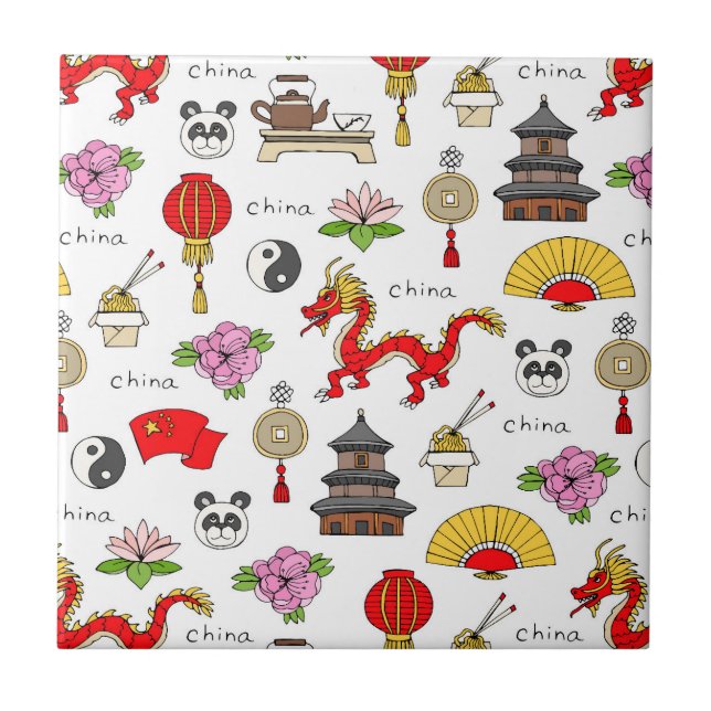 China Symbols Pattern Ceramic Tile (Front)