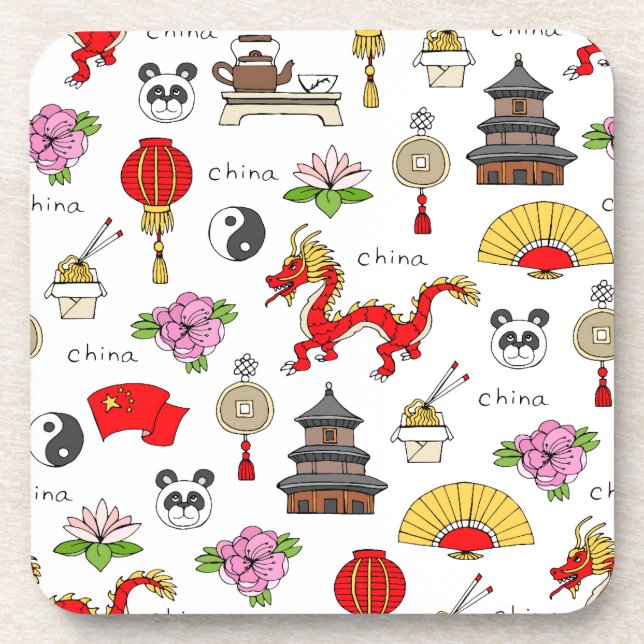 China Symbols Pattern Coaster (Front)