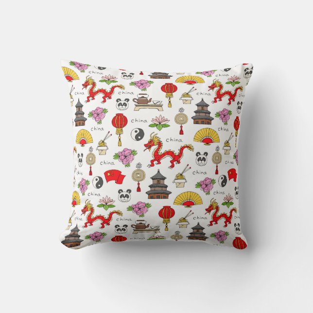 China Symbols Pattern Cushion (Front)
