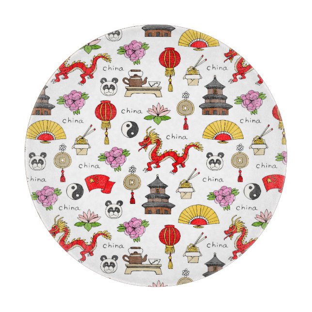 China Symbols Pattern Cutting Board (Front)