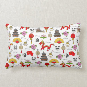 China Symbols Pattern Lumbar Cushion