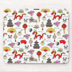 China Symbols Pattern Mouse Pad