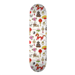 China Symbols Pattern Skateboard