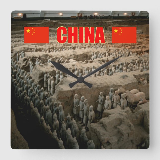 CHINA Terracotta Army Square Wall Clock (Front)