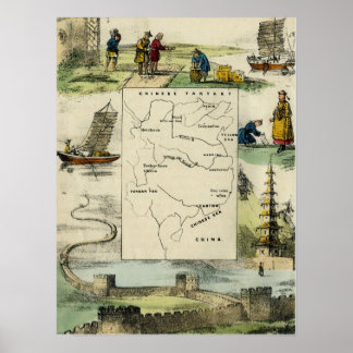 CHINA & THE CHINESE PEOPLE c1840 Poster