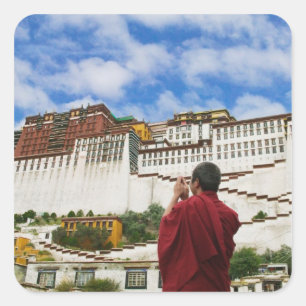China, Tibet, Lhasa, Tibetan monk with Potala Square Sticker