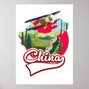 China Travel map logo Poster