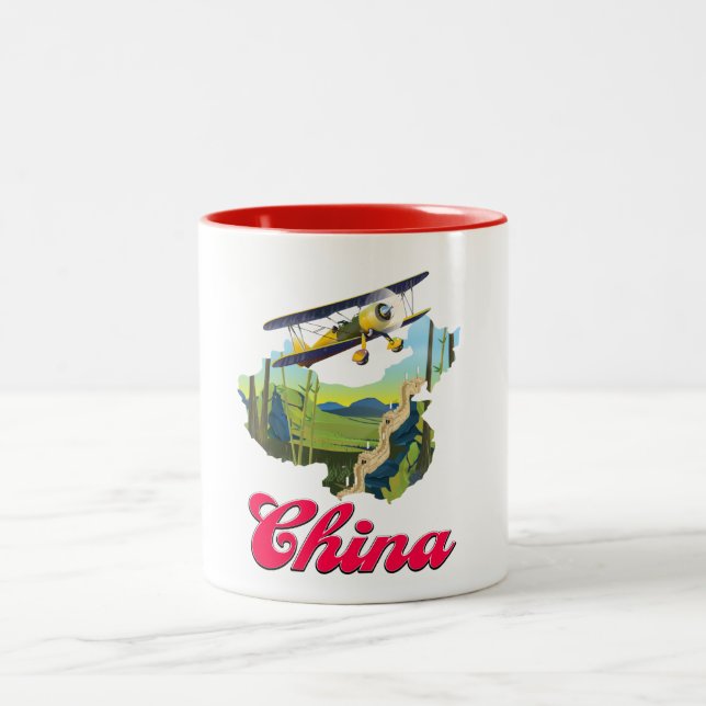 China travel map poster Two-Tone coffee mug (Center)