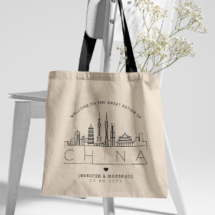 China Wedding   Stylised Skyline Tote Bag