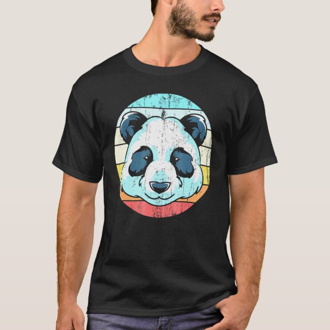 China Wildlife Zoo Animal Panda Bear Head Retro Fo T-Shirt (Front)