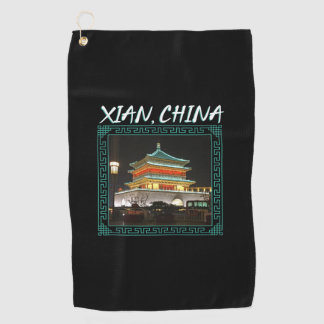 China's Ancient Xian Bell Tower Golf Towel