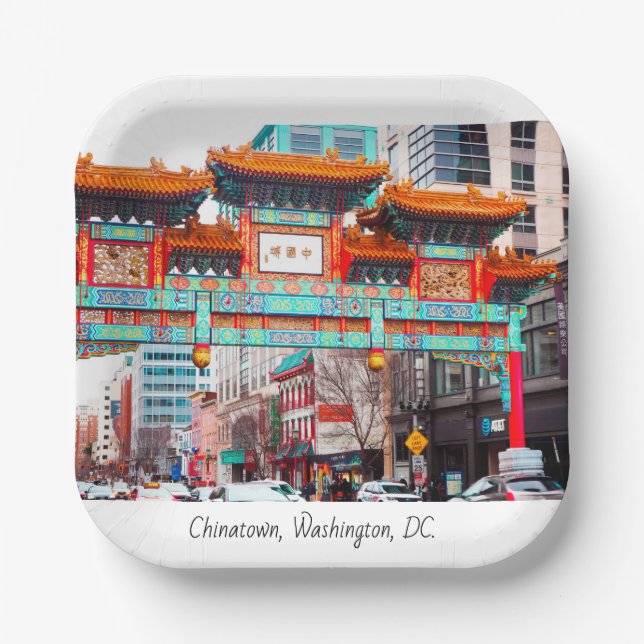 Chinatown in Washington, DC.  Paper Plate (Front)
