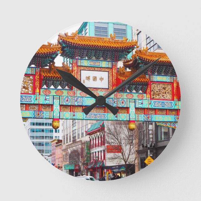 Chinatown in Washington DC.  USA Round Clock (Front)
