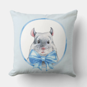 Chinchilla 1. Blue bow Cushion