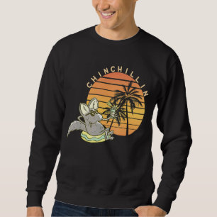 Chinchilla Chillin Sunset Retro Vintage Relax Chin Sweatshirt