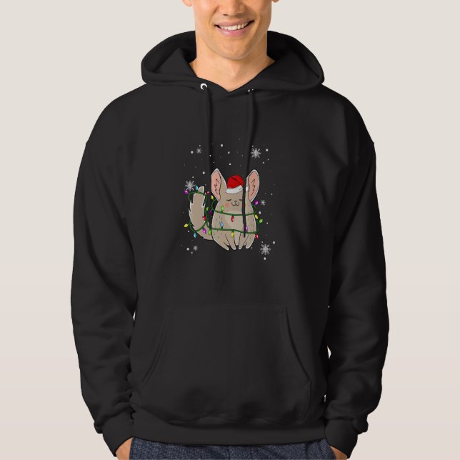 Chinchilla Christmas Lights Led  Santa Hat Christm Hoodie (Front)