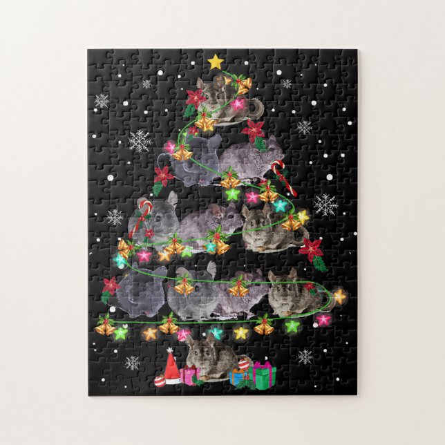 Chinchilla Christmas Tree Funny Rodents Lover Xmas Jigsaw Puzzle (Vertical)