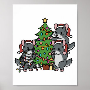 Chinchilla Christmas Tree Poster