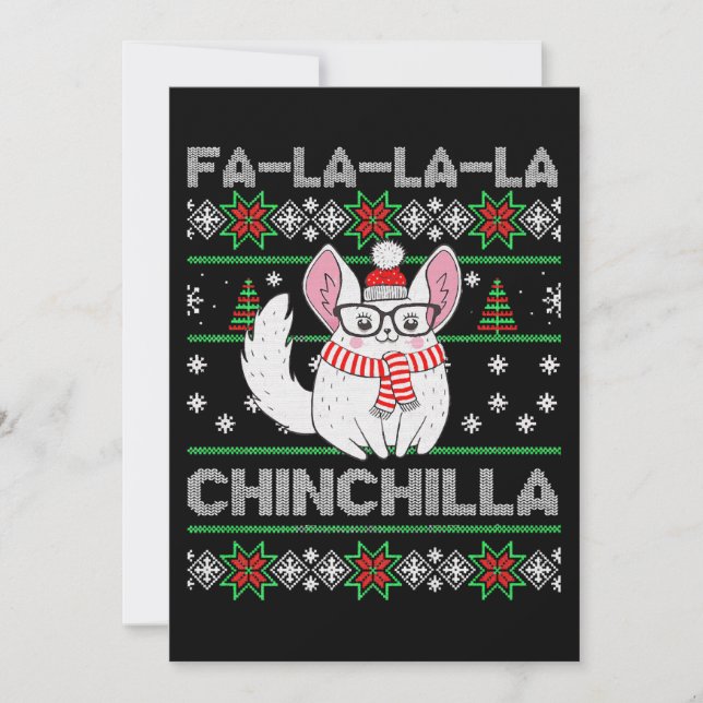 Chinchilla Christmas Ugly Gift For Chinchilla Love Holiday Card (Front)