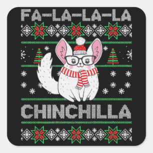 Chinchilla Christmas Ugly Gift For Chinchilla Love Square Sticker