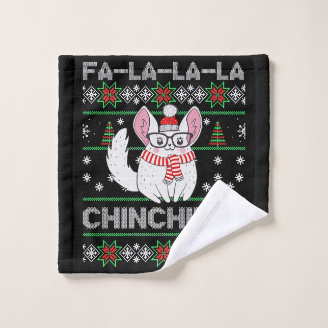 Chinchilla Christmas Ugly Gift For Chinchilla Love Wash Cloth (Wash Cloth)