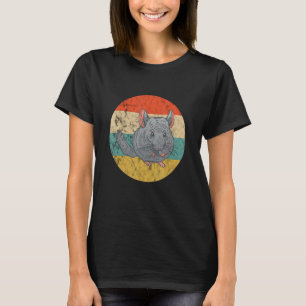 Chinchilla Eating Rodent Pet Retro Vintage Chinchi T-Shirt