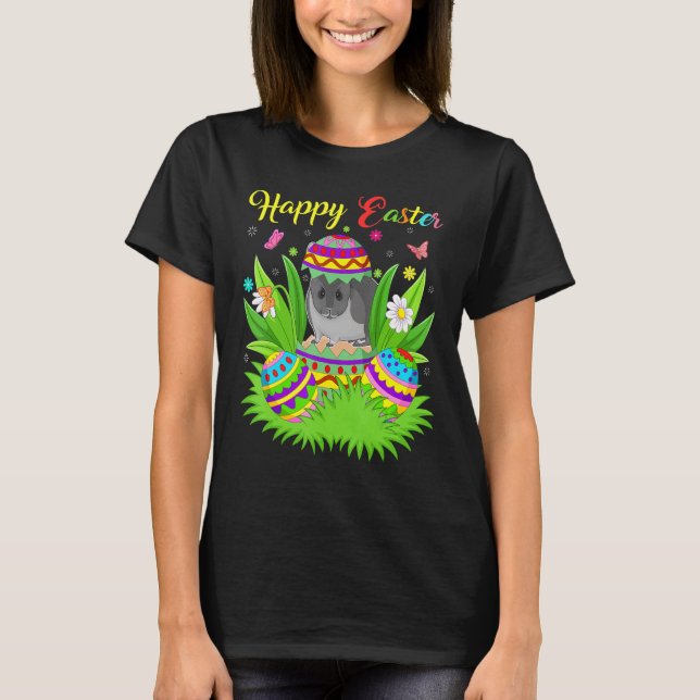 Chinchilla   Floral Easter Egg Funny Chinchilla Ea T-Shirt (Front)