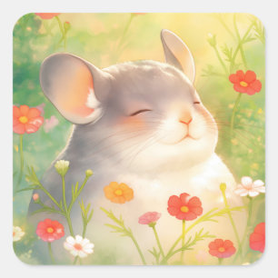Chinchilla Floral Oasis Square Sticker