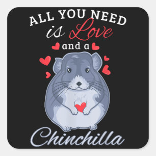 Chinchilla Gift Funny Cute Pet Animal Lover Owner Square Sticker