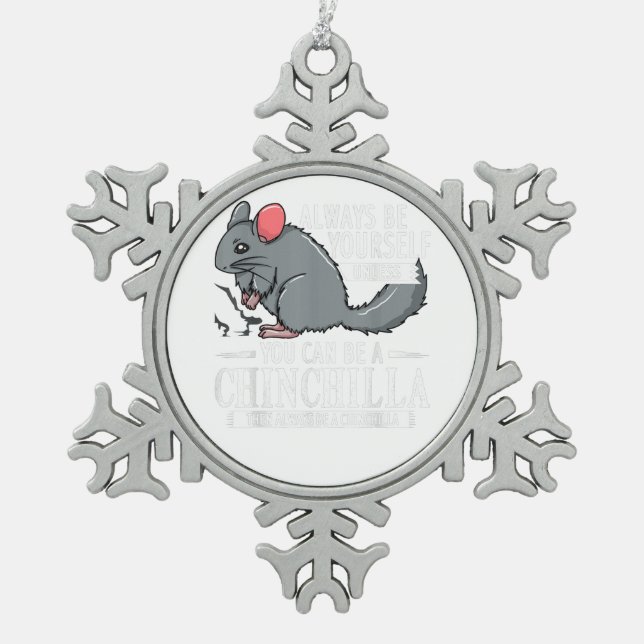 Chinchilla Gift Funny Cute Pet Snowflake Pewter Christmas Ornament (Front)