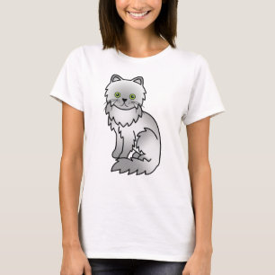 Chinchilla Grey Persian Cute Cartoon Cat T-Shirt