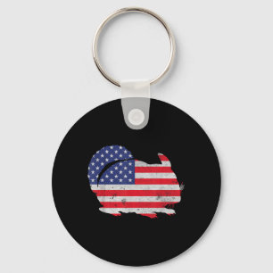 Chinchilla Independence Day Patriotic USA Flag 4th Key Ring
