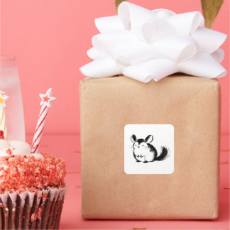 Chinchilla Ink Brushstroke Illustration on  Square Sticker