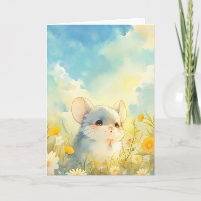 Chinchilla Joyful Glimpse of Wildflowers Card (Front)